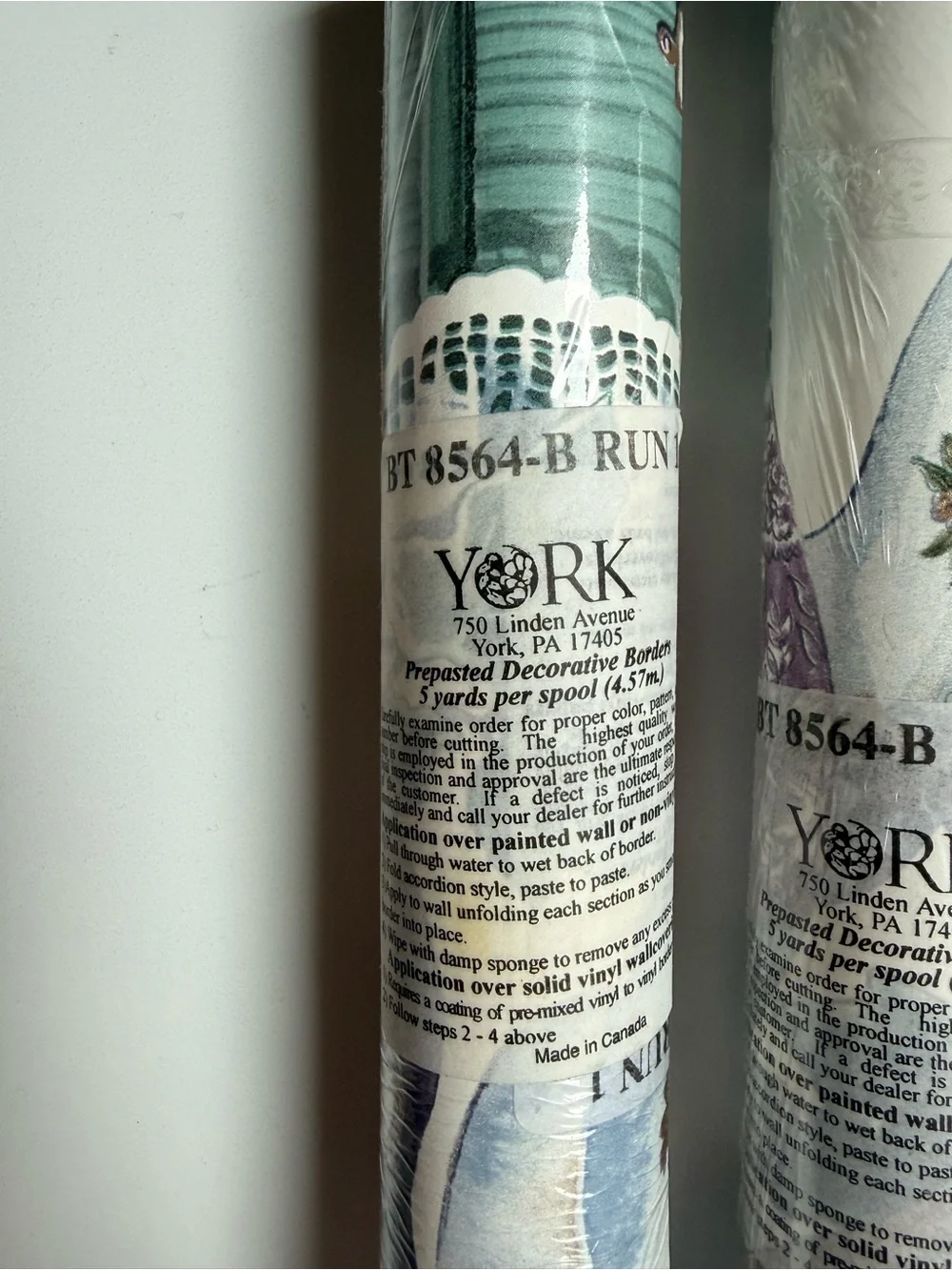 Vintage York Lot of 3 Wallpaper Border Rolls Tea Pot Them 15 Yards-Unopened